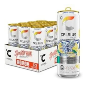 CELSIUS Sparkling Spritz Vibe Summer Edition, Sugar Free Energy Drink, 12 Fl Oz (Pack of 12)