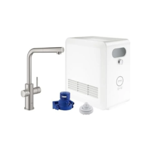 Blue Single-Handle Pull-Out Kitchen Faucet Single Spray with Chilled & Sparkling Water