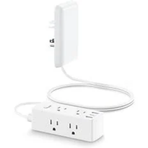 Olcorife Flat Extension Cord with Outlet Cover, Flat Plug Power Strip with 6 Outlets and 3 USB Ports