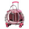Cat Carrier with Wheels, Transparent & Fully Breathable Pet Trolley Case, Portable with Silent Wheel